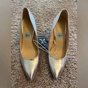 Nine West, stiletto heels, silver, size 8.5, brand new.